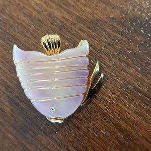 Napier Fish Brooch Light Purple 1" Goldtone